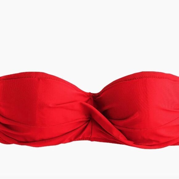 J. Crew Twist Red Bandeau Underwire Bikini Top Size 42D NWT - Picture 1 of 1
